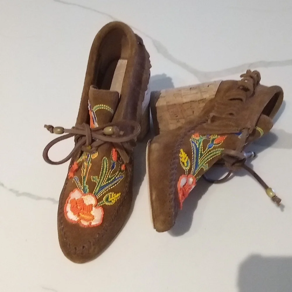 New Fringe Bootie Sz 5 Without Box‎ Bohemian Vibe Colorful - Picture 5 of 15